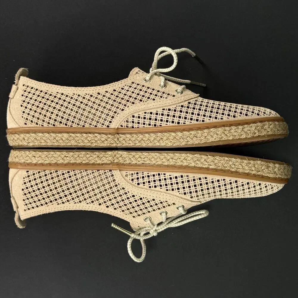 Cole Haan Cloudfeel Espadrille Lace Up Shoes Women’s 10B Pink Beige Suede New